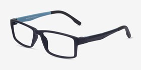Bandon Navy Plastic Eyeglass Frames from EyeBuyDirect, Angle View