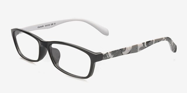 Klamath Black & White PlasticEyeglass Frames from EyeBuyDirect, Angle View