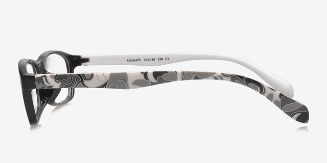 Klamath Black & White PlasticEyeglass Frames from EyeBuyDirect, Side View