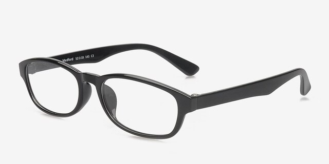 Medford Black PlasticEyeglass Frames from EyeBuyDirect, Angle View