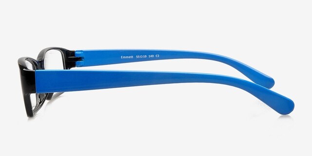 Emmett Black & Blue PlasticEyeglass Frames from EyeBuyDirect, Side View