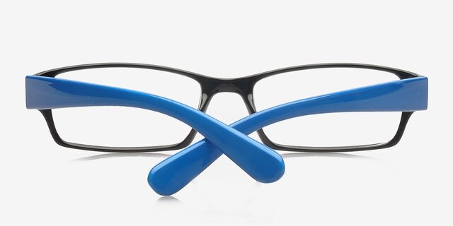 Emmett Black & Blue PlasticEyeglass Frames from EyeBuyDirect, Closed View