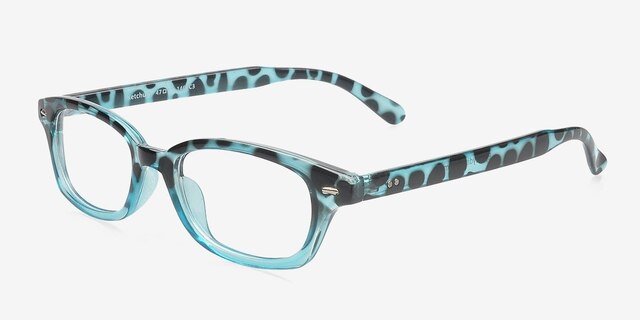 Ketchum Blue PlasticEyeglass Frames from EyeBuyDirect, Angle View