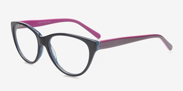 Abrielle Navy AcetateEyeglass Frames from EyeBuyDirect, Angle View