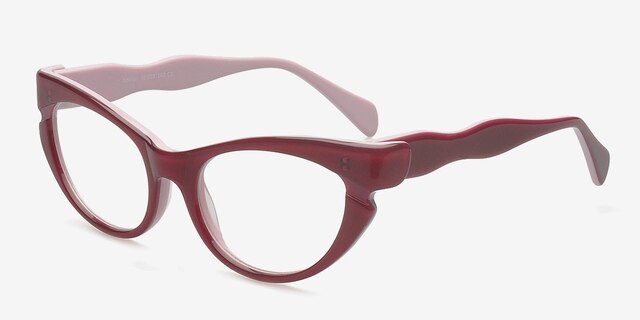 Addilyn Burgundy AcetateEyeglass Frames from EyeBuyDirect, Angle View