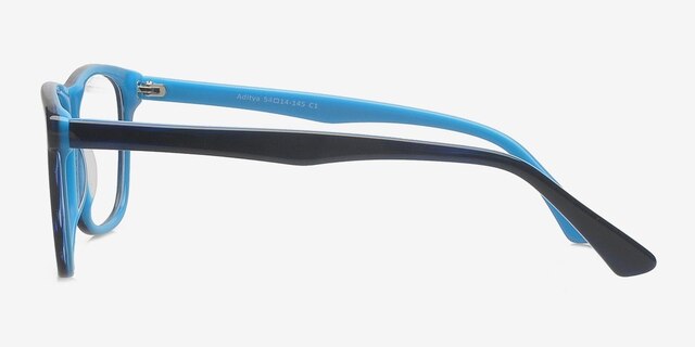 Aditya Navy & Blue AcetateEyeglass Frames from EyeBuyDirect, Side View