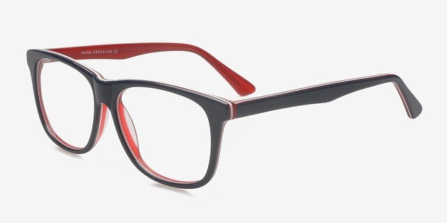 Aditya Navy & Red AcetateEyeglass Frames from EyeBuyDirect, Angle View
