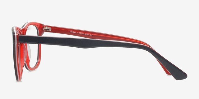 Aditya Navy & Red AcetateEyeglass Frames from EyeBuyDirect, Side View