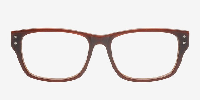 Adonis Brun AcétateMontures de lunettes de vue d'EyeBuyDirect, Vue de Face