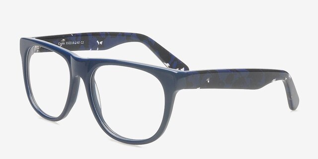 Corin Navy AcetateEyeglass Frames from EyeBuyDirect, Angle View