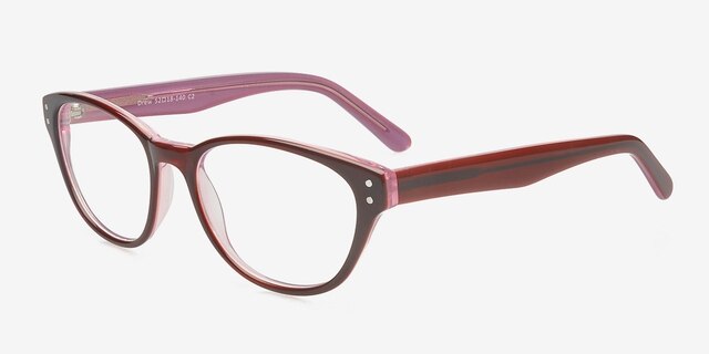Drew Burgundy AcetateEyeglass Frames from EyeBuyDirect, Angle View