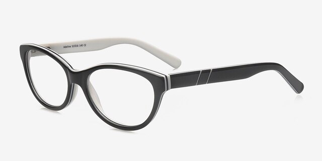 Adeline Black AcetateEyeglass Frames from EyeBuyDirect, Angle View