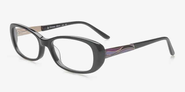 Emerson Black & Purple AcétateMontures de lunettes de vue d'EyeBuyDirect, Vue d'Angle