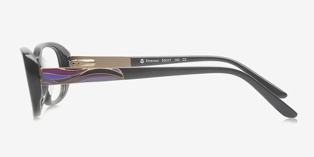Emerson Black & Purple AcétateMontures de lunettes de vue d'EyeBuyDirect, Vue de Côté