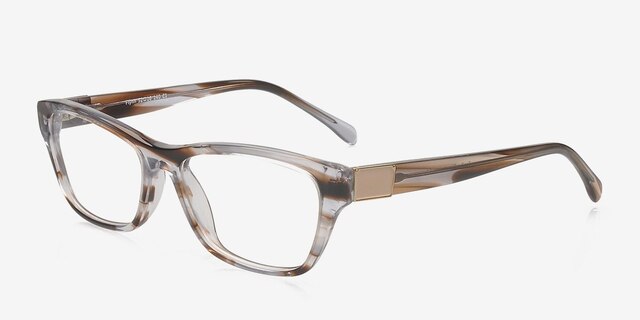 Flynn Brown & Clear AcetateEyeglass Frames from EyeBuyDirect, Angle View