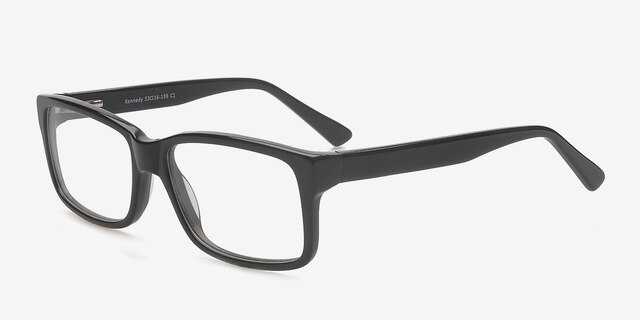 Kennedy Noir AcétateMontures de lunettes de vue d'EyeBuyDirect, Vue d'Angle