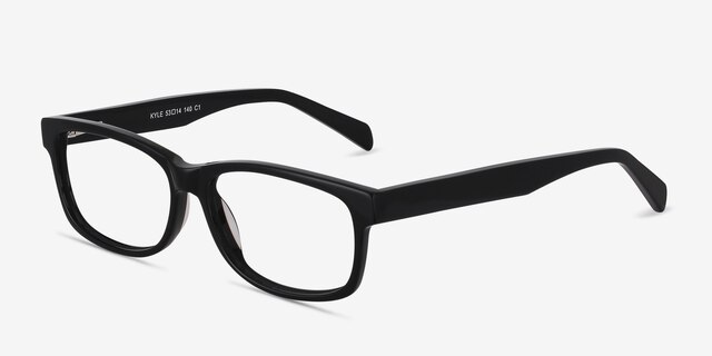 Kyle Noir AcétateMontures de lunettes de vue d'EyeBuyDirect, Vue d'Angle