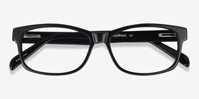 Kyle Noir Acétate Montures de lunettes de vue d'EyeBuyDirect, Vue Rapprochée