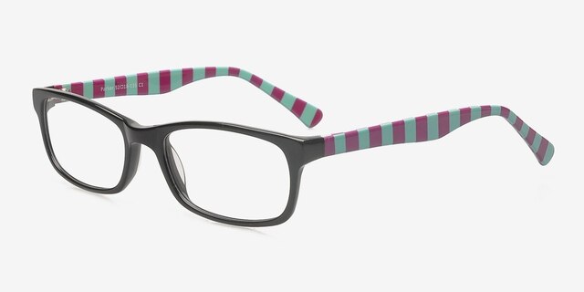 Parker Black AcetateEyeglass Frames from EyeBuyDirect, Angle View