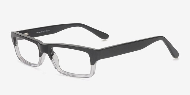 Reagan Noir AcétateMontures de lunettes de vue d'EyeBuyDirect, Vue d'Angle