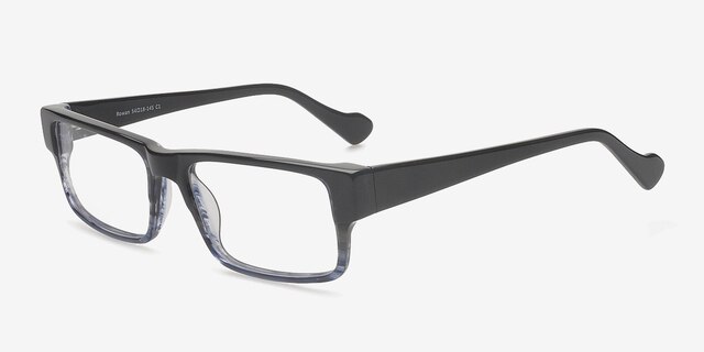 Rowan Black AcetateEyeglass Frames from EyeBuyDirect, Angle View