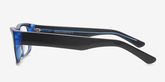 Valentine Black & Blue AcetateEyeglass Frames from EyeBuyDirect, Side View