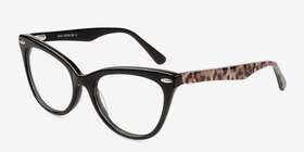 Anika Noir Acétate Montures de lunettes de vue d'EyeBuyDirect, Vue d'Angle