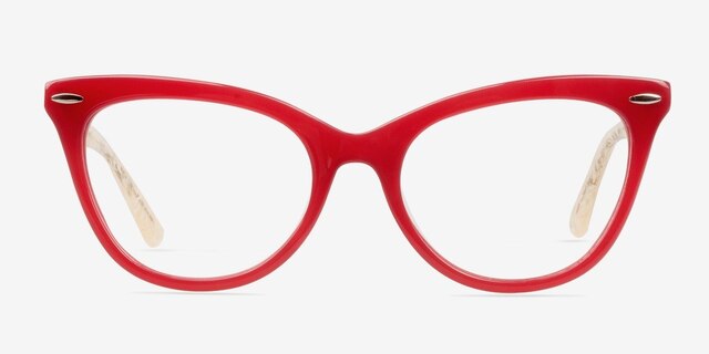 Anika Red AcetateEyeglass Frames from EyeBuyDirect, Front View