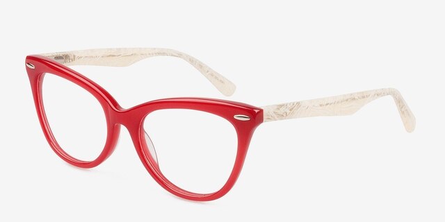 Anika Red AcetateEyeglass Frames from EyeBuyDirect, Angle View