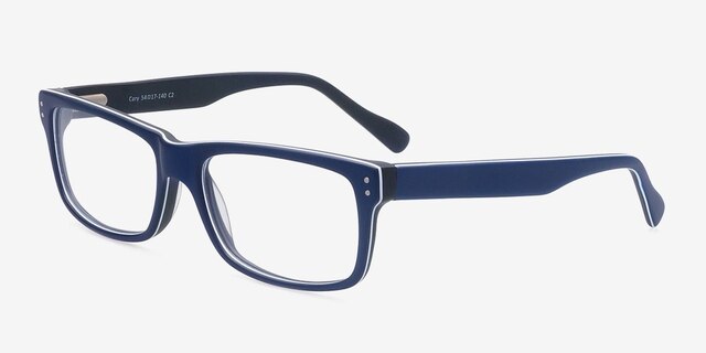 Cary Navy AcetateEyeglass Frames from EyeBuyDirect, Angle View