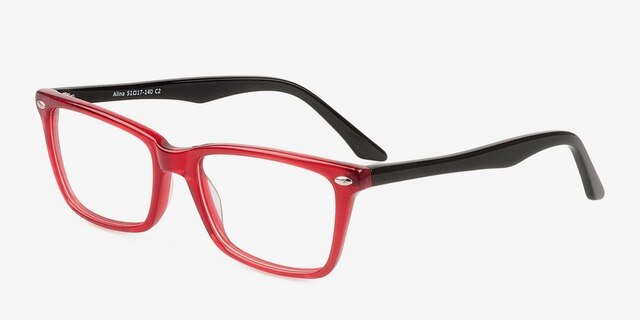 Alina Red AcetateEyeglass Frames from EyeBuyDirect, Angle View