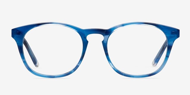 Fran Bleu AcétateMontures de lunettes de vue d'EyeBuyDirect, Vue de Face