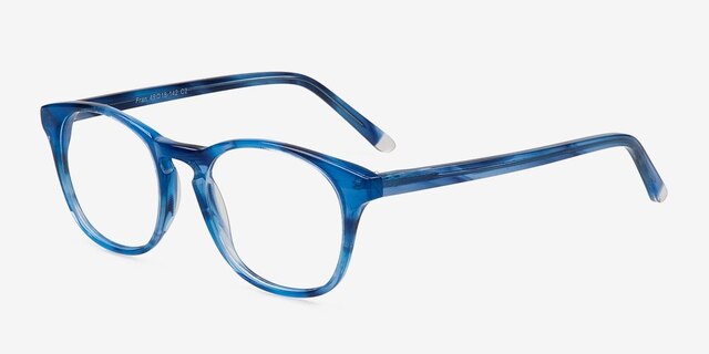 Fran Bleu AcétateMontures de lunettes de vue d'EyeBuyDirect, Vue d'Angle