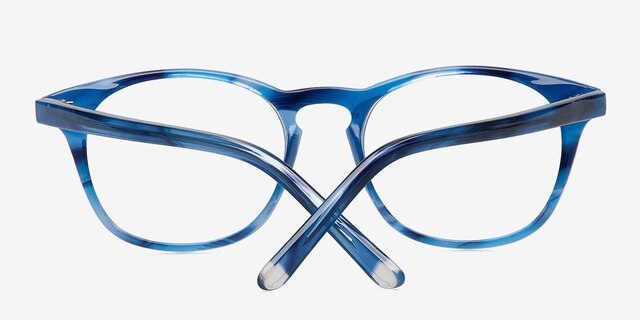 Fran Bleu AcétateMontures de lunettes de vue d'EyeBuyDirect, Vue Rapprochée