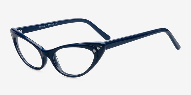 Alondra Navy AcetateEyeglass Frames from EyeBuyDirect, Angle View