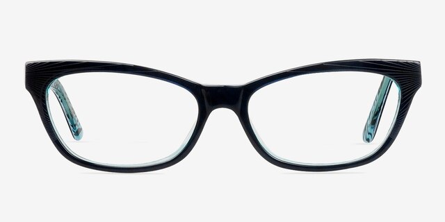 Franni Bleu marine AcétateMontures de lunettes de vue d'EyeBuyDirect, Vue de Face