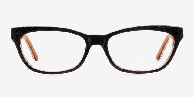 Franni Noir AcétateMontures de lunettes de vue d'EyeBuyDirect, Vue de Face