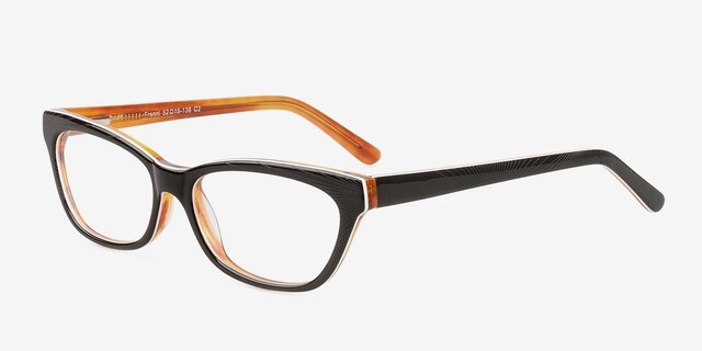 Franni Noir AcétateMontures de lunettes de vue d'EyeBuyDirect, Vue d'Angle