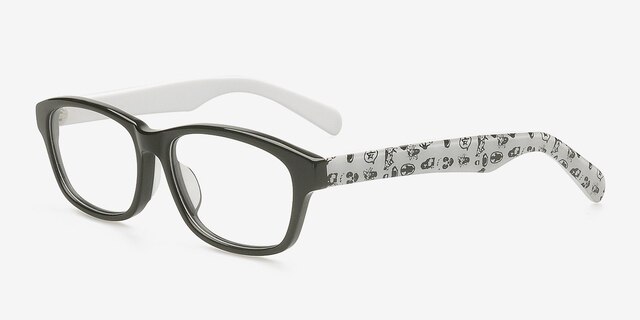 Ira Black & White AcetateEyeglass Frames from EyeBuyDirect, Angle View