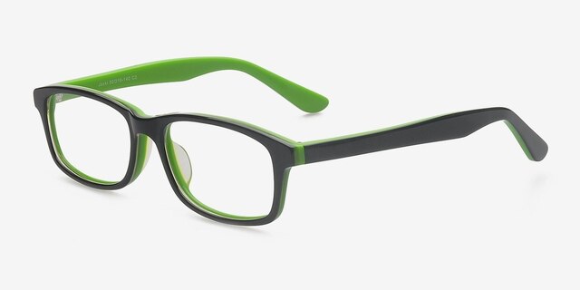 Jacki Black & Green AcetateEyeglass Frames from EyeBuyDirect, Angle View