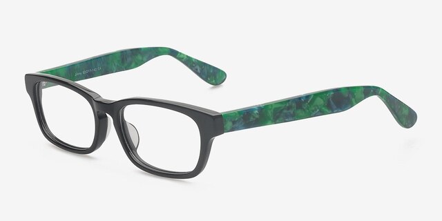 Jinny Black & Green AcetateEyeglass Frames from EyeBuyDirect, Angle View