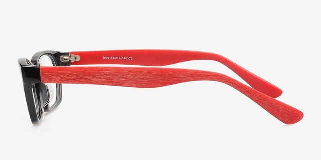 Jody Black & Red AcetateEyeglass Frames from EyeBuyDirect, Side View