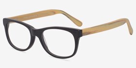 Panama Noir Acétate Montures de lunettes de vue d'EyeBuyDirect, Vue d'Angle