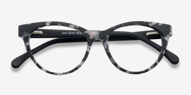 Jane Birkin Gray Tortoise Wood-textureEyeglass Frames from EyeBuyDirect, Closed View