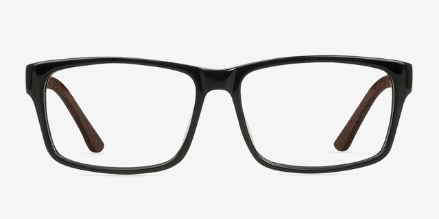 Lexington Black Wood-textureEyeglass Frames from EyeBuyDirect, Front View