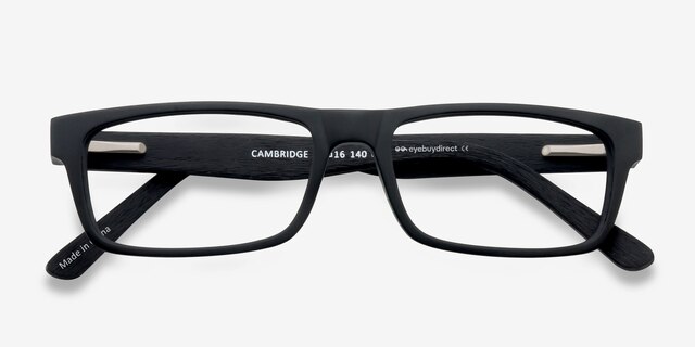 Cambridge Noir AcétateMontures de lunettes de vue d'EyeBuyDirect, Vue Rapprochée