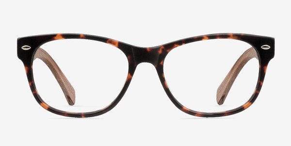 Amber Brown/Tortoise Wood-texture Montures de lunettes de vue
