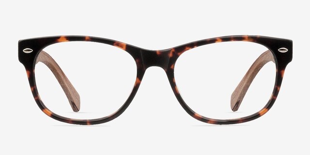 Amber Brown & Tortoise Wood-textureEyeglass Frames from EyeBuyDirect, Front View