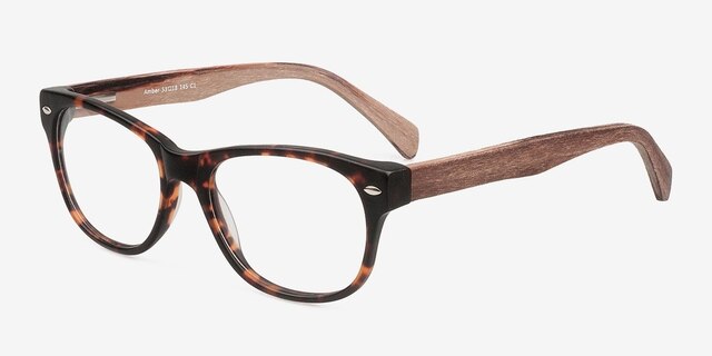 Amber Brown & Tortoise Wood-textureEyeglass Frames from EyeBuyDirect, Angle View