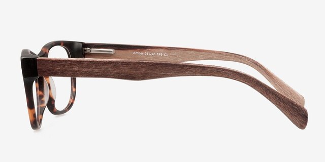 Amber Brown & Tortoise Wood-textureEyeglass Frames from EyeBuyDirect, Side View